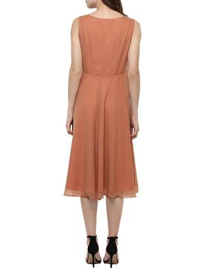 light brown georgette fit & flare dress - 13359101 - Standard Image - 3