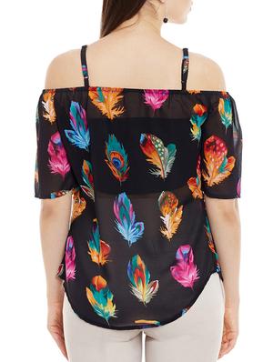 black printed regular top - 13359226 - Standard Image - 3