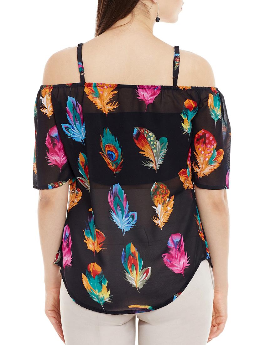 black printed regular top - 13359226 - Zoom Image - 3