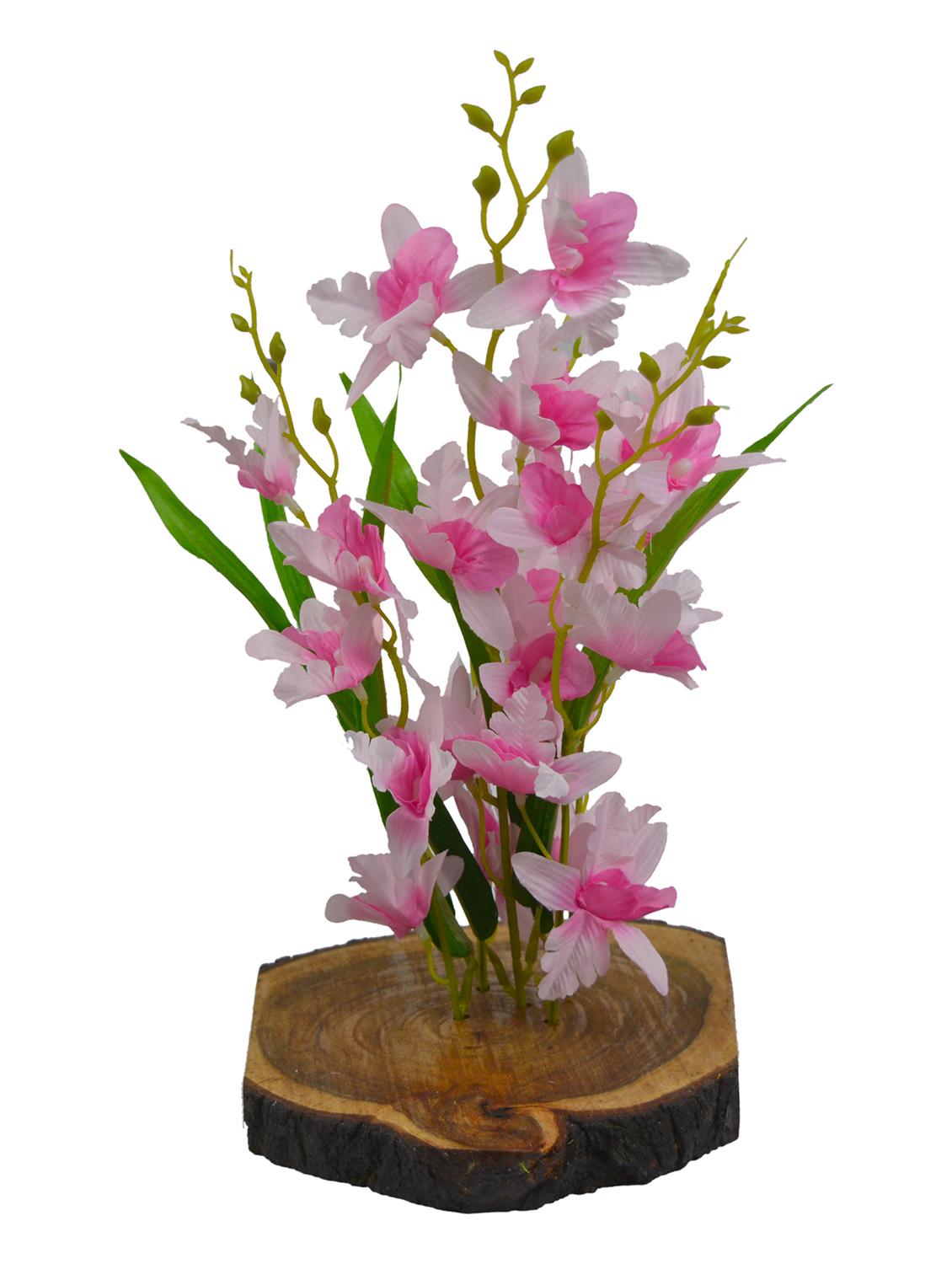 Thefancymart Artificial Flowers Irish Orchid In Wood Platter - 13367336 - Zoom Image - 3
