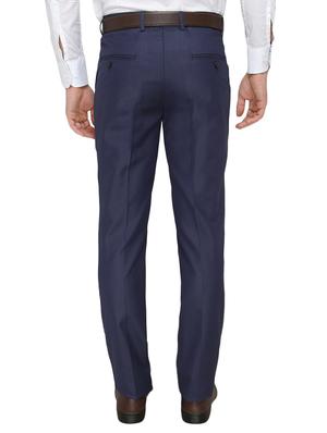 blue polyester flat front trousers formal - 13367596 - Standard Image - 3