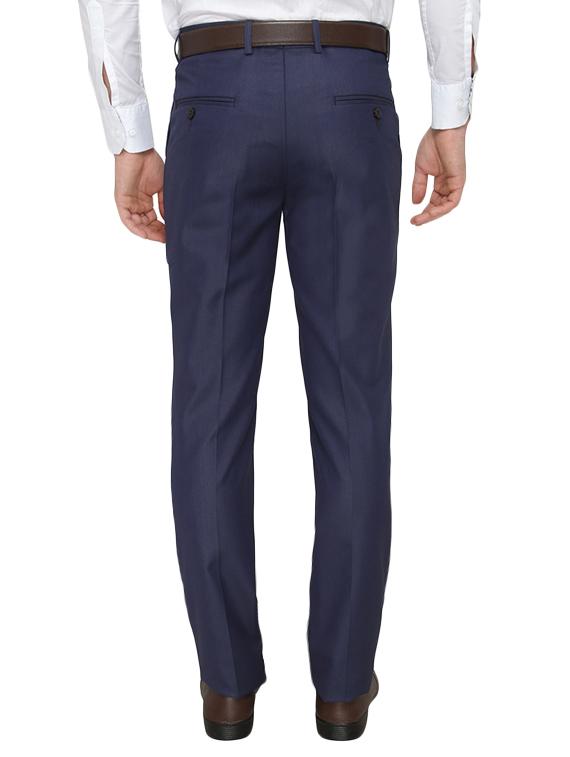 blue polyester flat front trousers formal - 13367596 - Zoom Image - 3