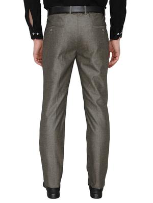 brown polyester flat front trousers formal - 13367613 - Standard Image - 3