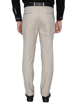 beige polyester flat front trousers formal - 13367616 - Standard Image - 3