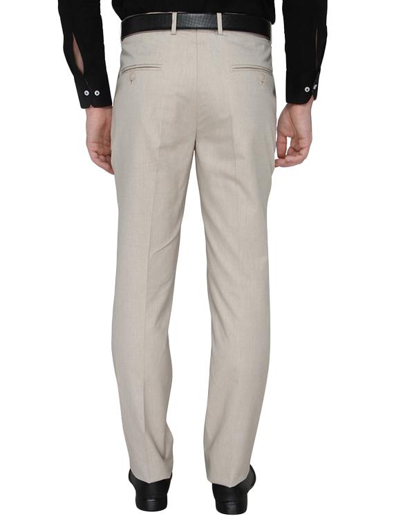 beige polyester flat front trousers formal - 13367616 - Zoom Image - 3