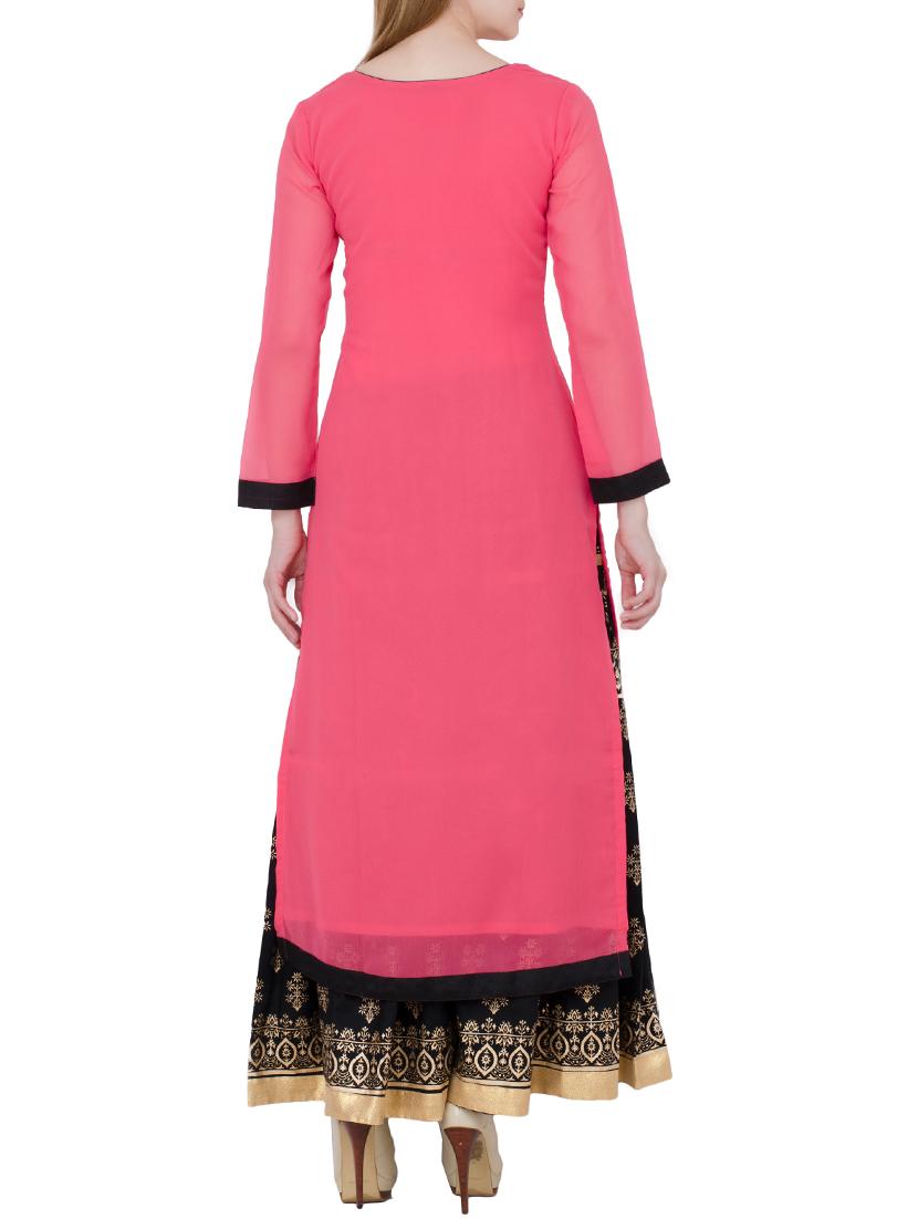 pink cotton straight kurta - 13371906 - Zoom Image - 3