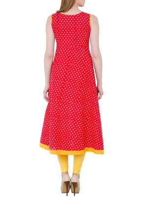 red cotton a-line kurta - 13371913 - Standard Image - 3