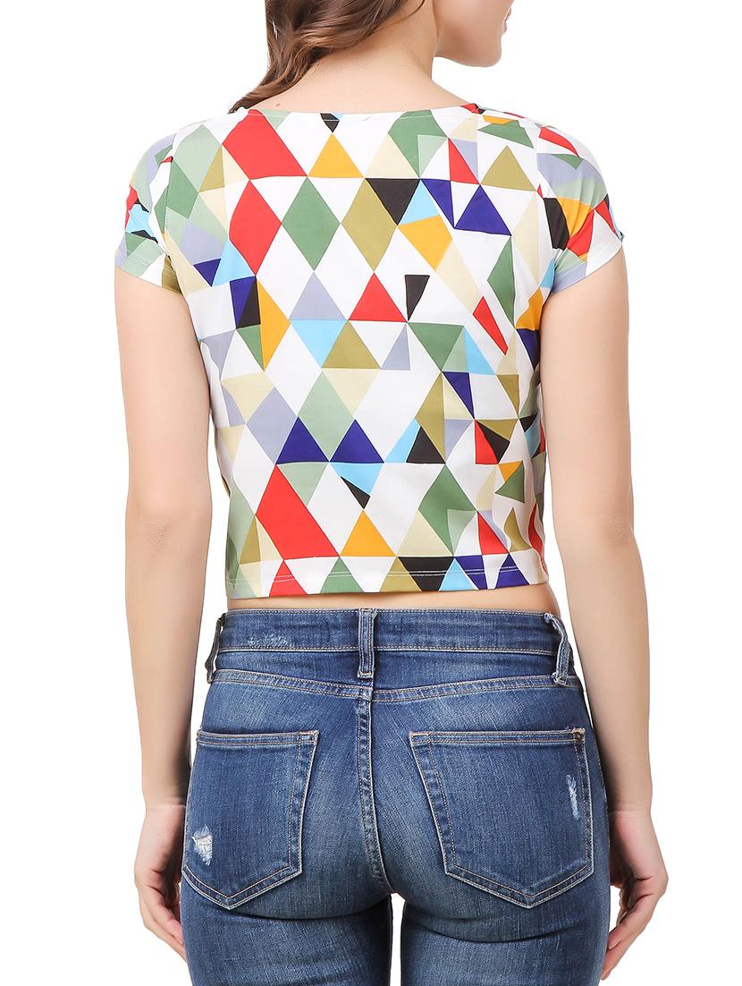geometric print crop top - 13372213 - Zoom Image - 3