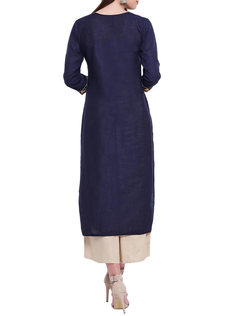 embroidered straight kurta - 13372561 - Zoom Image - 3