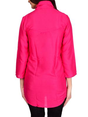 pink solid cotton tunic - 13377095 - Standard Image - 3