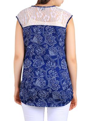 blue printed poly crepe top - 13384767 - Standard Image - 3