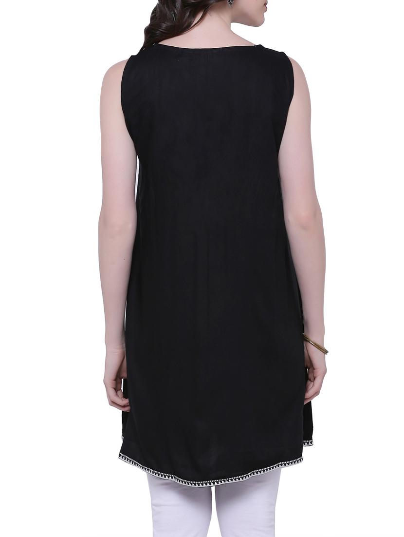 black viscose regular tunic - 13387645 - Zoom Image - 3