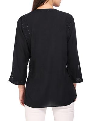 black viscose regular top - 13387887 - Standard Image - 3