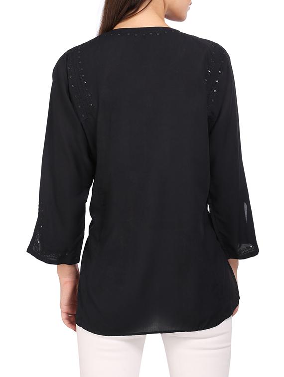black viscose regular top - 13387887 - Zoom Image - 3