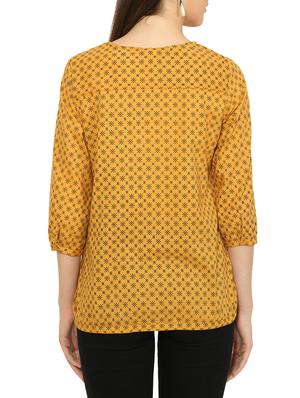yellow printed cotton regular top - 13389998 - Standard Image - 3
