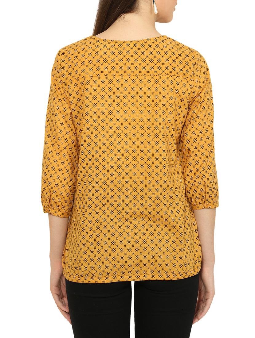 yellow printed cotton regular top - 13389998 - Zoom Image - 3