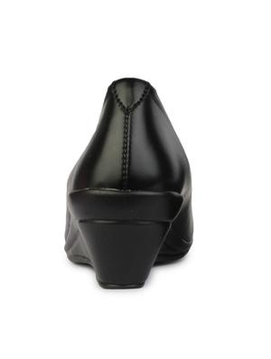 black leatherette slip on pumps - 13393781 - Standard Image - 3