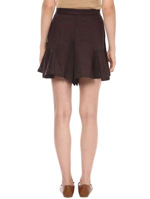 solid brown cotton skorts - 13397462 - Standard Image - 3