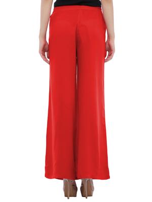 solid red rayon palazzo - 13397866 - Standard Image - 3