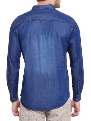 blue denim casual shirt - 13397930 - Standard Image - 3