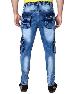 blue denim washed joggers - 13398011 - Standard Image - 3