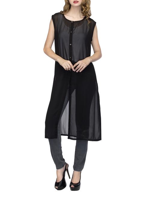 solid black georgette tunic - 13399160 - Standard Image - 1