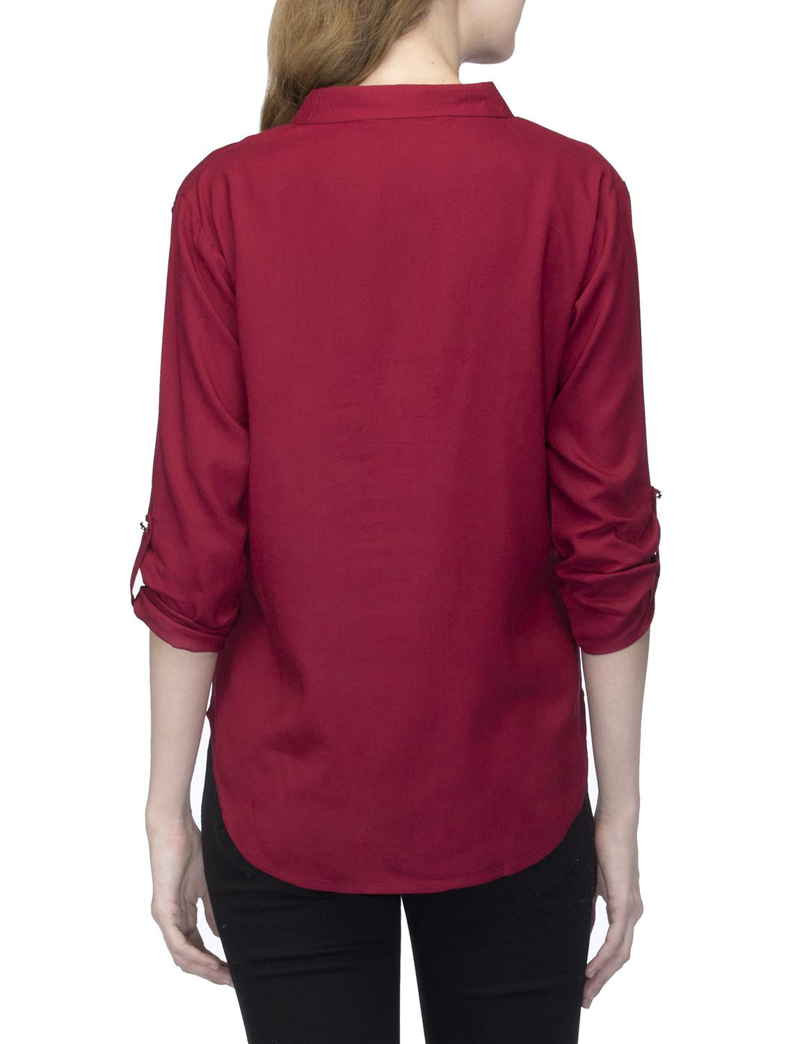 maroon rayon high low top - 13399182 - Zoom Image - 3