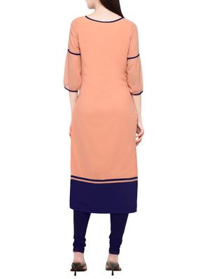 peach georgette solid long kurta - 13410513 - Standard Image - 3