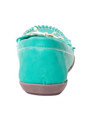 turquoise faux leather slip on moccasins - 13410890 - Standard Image - 3
