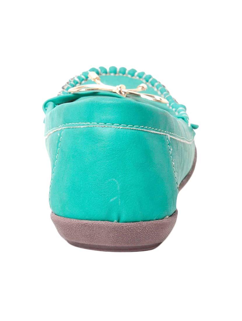 turquoise faux leather slip on moccasins - 13410890 - Zoom Image - 3