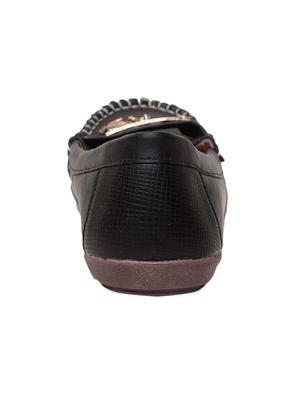 black faux leather slip on loafers - 13410903 - Standard Image - 3