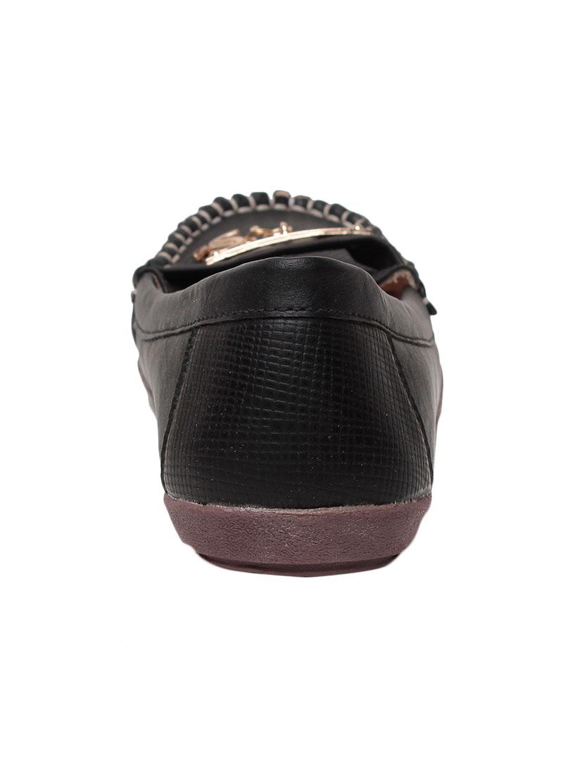 black faux leather slip on loafers - 13410903 - Zoom Image - 3