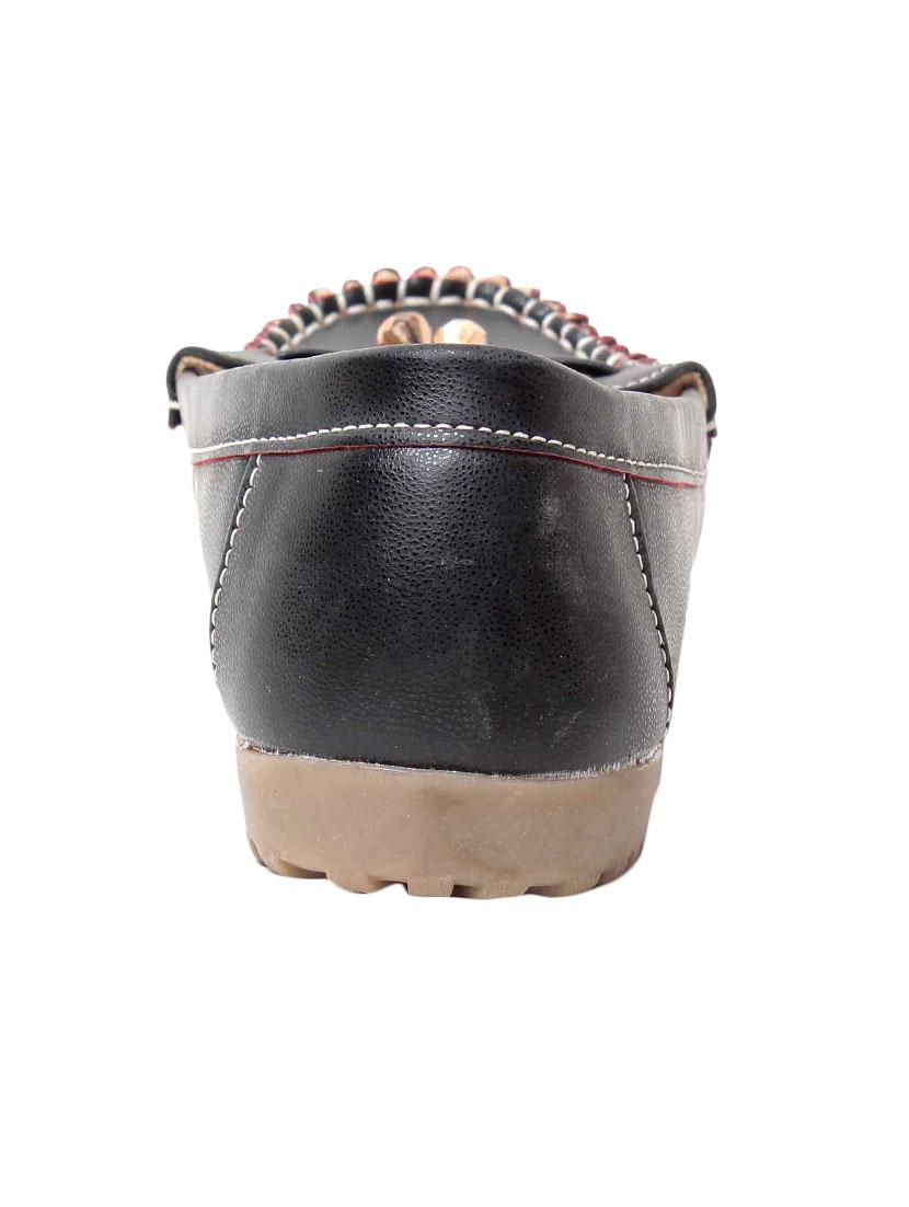 black faux leather slip on loafers - 13410910 - Zoom Image - 3