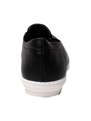 black faux leather plimsolls casual shoes - 13410917 - Standard Image - 3