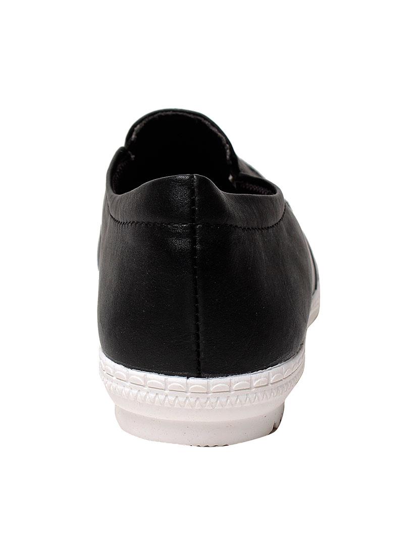 black faux leather plimsolls casual shoes - 13410917 - Zoom Image - 3