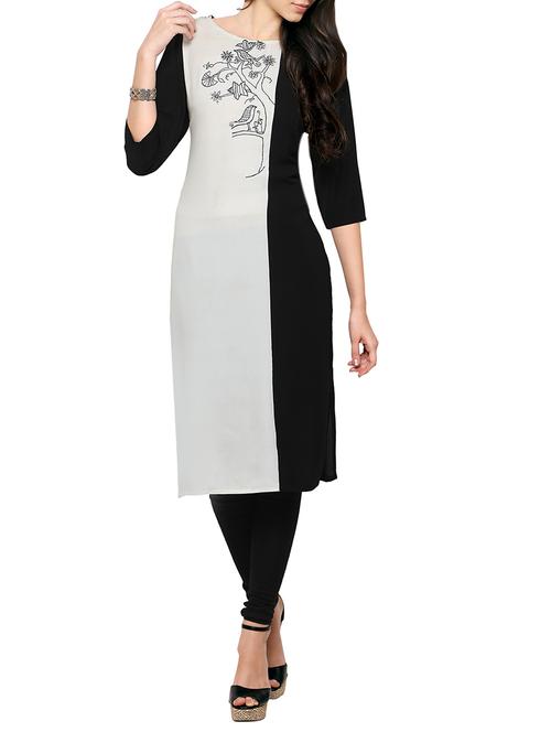black crepe straight kurta - 13417355 - Very Small Image - 1