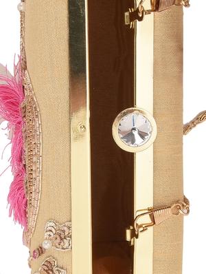 gold embellished box clutch - 13422666 - Standard Image - 3