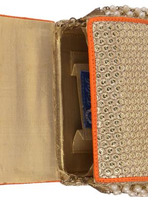 beige embellished shimmer clutch - 13422670 - Standard Image - 3