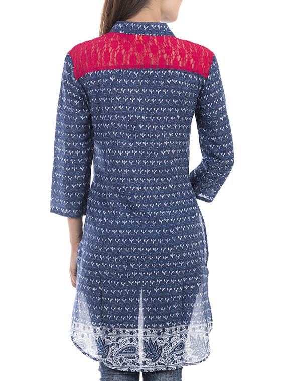 blue cotton shirt tunic - 13423356 - Zoom Image - 3