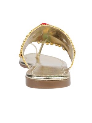 gold pom poms one toe kolhapuri - 13424301 - Standard Image - 3