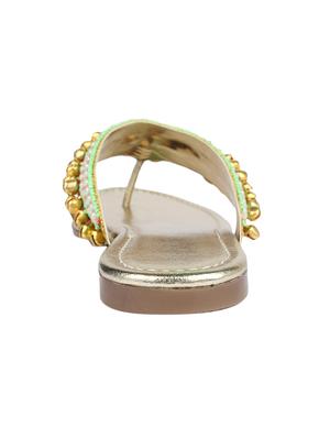 gold leatherette toe separator kolhapuris - 13424303 - Standard Image - 3