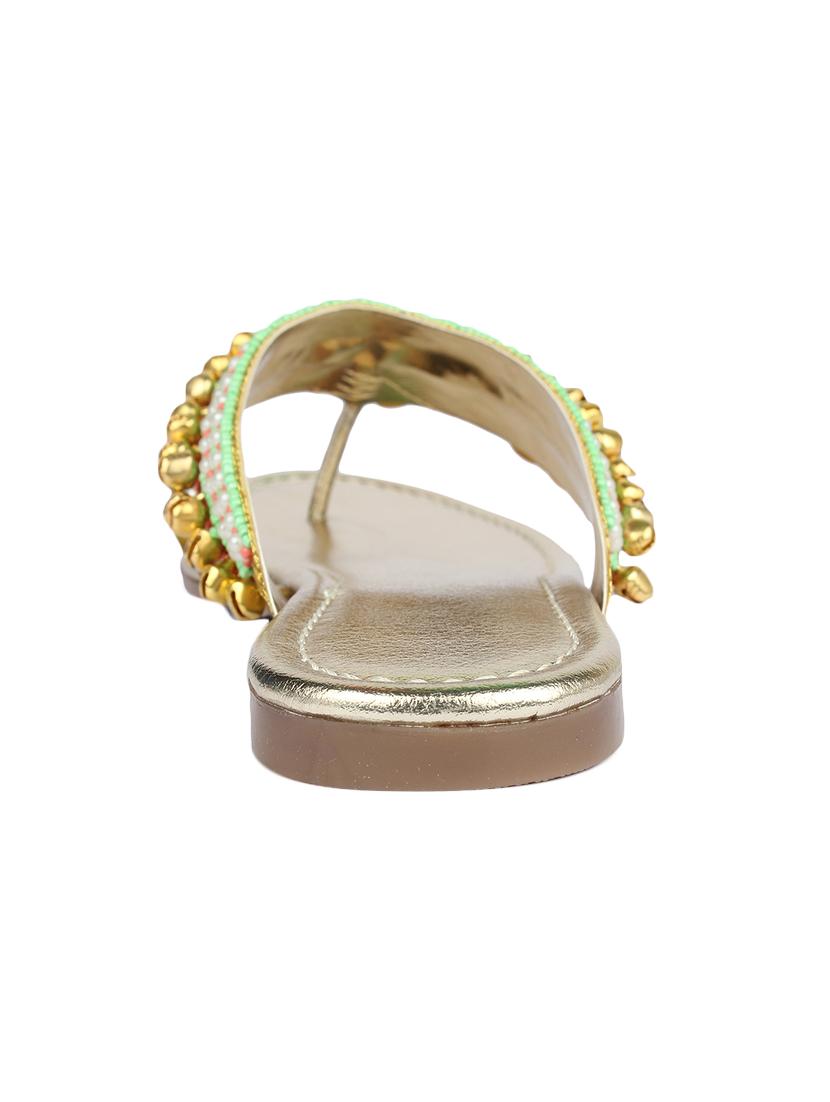 gold leatherette toe separator kolhapuris - 13424303 - Zoom Image - 3