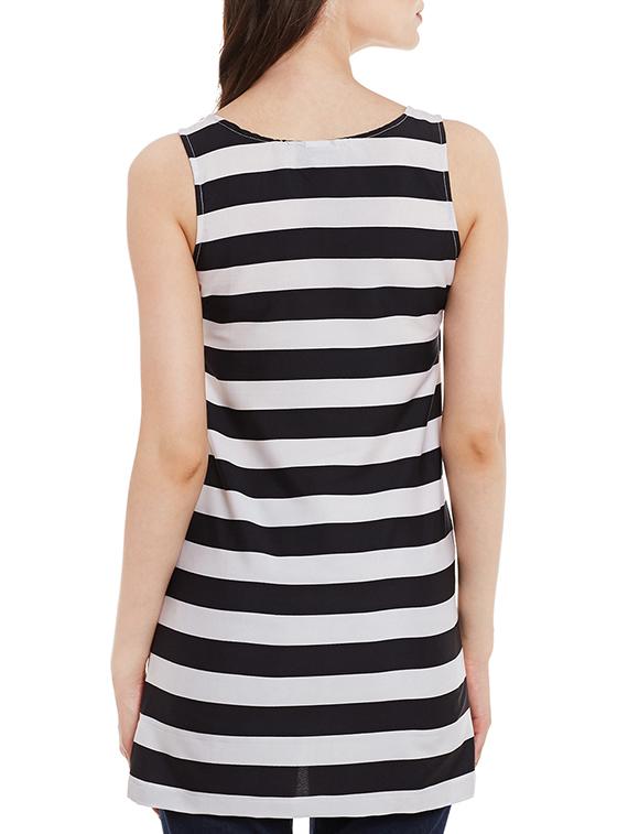 round neck striped tunic - 13424814 - Zoom Image - 3