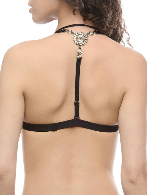 brown nylon plunge bra - 13429161 - Zoom Image - 3