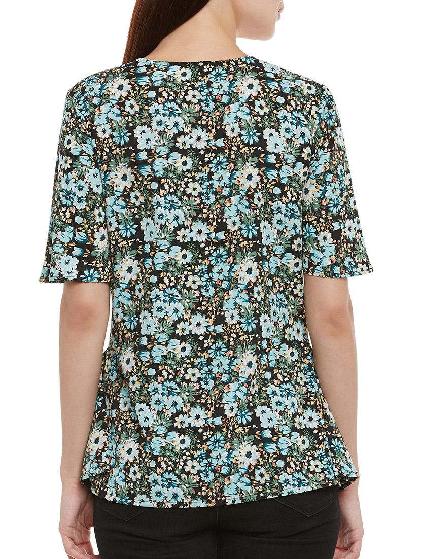 multicolored floral printed crepe regular shirt - 13435828 - Zoom Image - 3