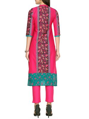 pink cotton straight kurta - 13437999 - Standard Image - 3