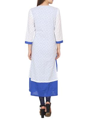 white cotton embroidered layered kurta - 13443589 - Standard Image - 3