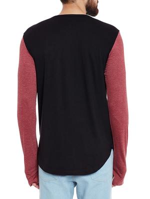 black color block thumb hole t-shirt - 13444730 - Standard Image - 3