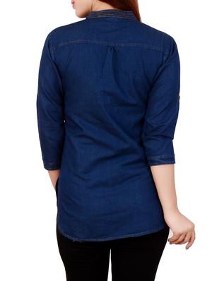 denim solid kurti - 13446266 - Standard Image - 3