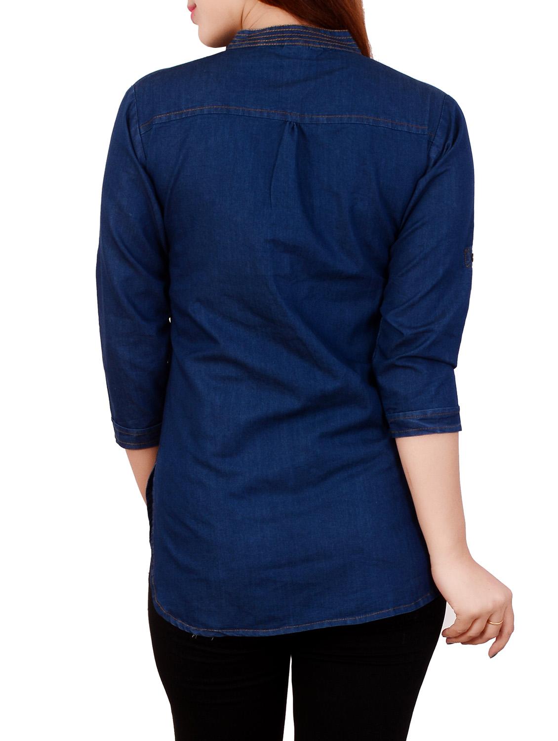 denim solid kurti - 13446266 - Zoom Image - 3